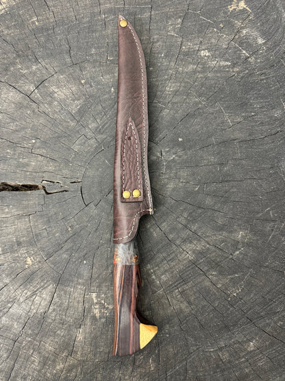 8&quot; Boning Knife, Jacaranda Hardwood &amp; Maple Burl, SS420 - 200mm