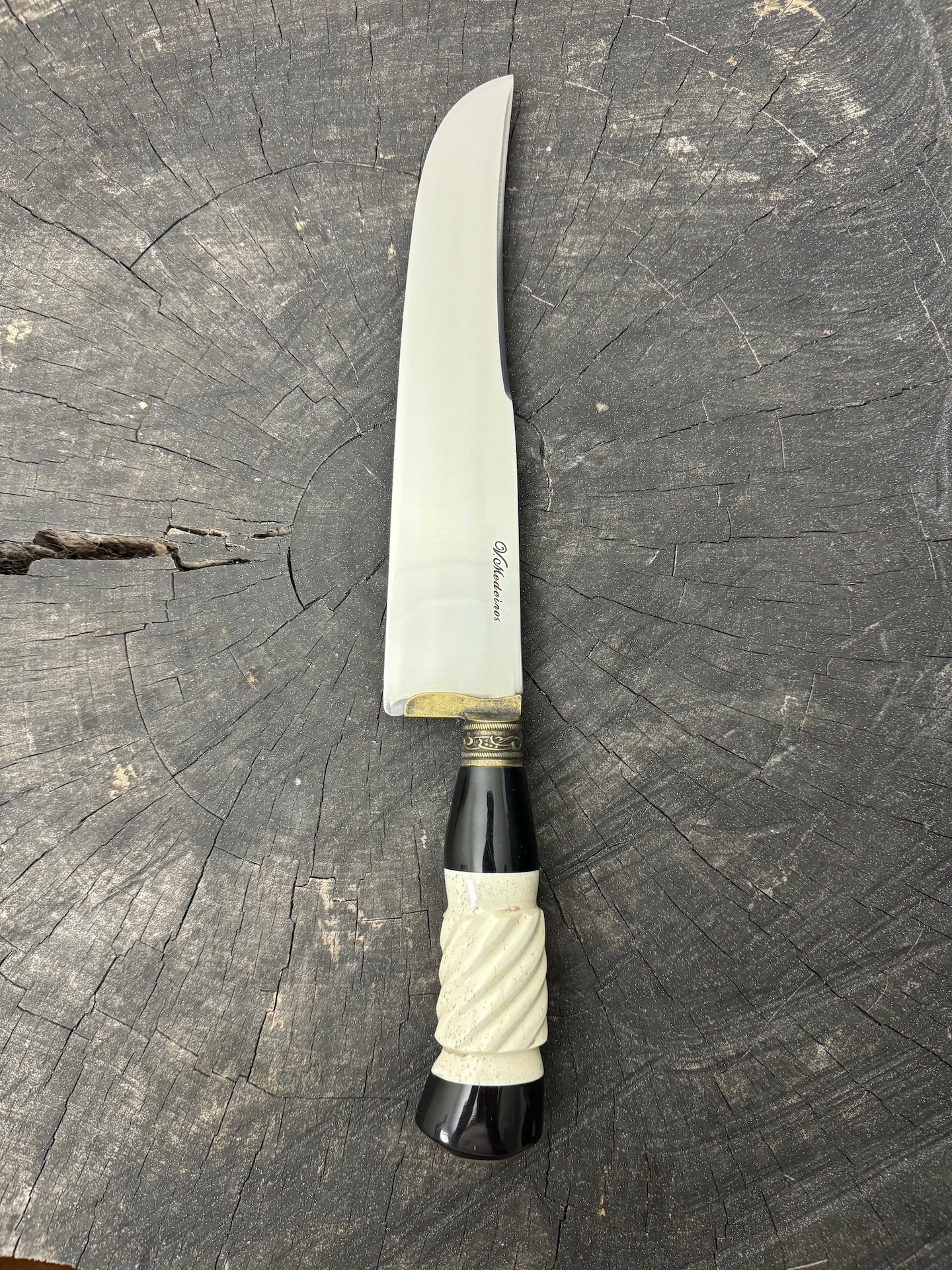 9&quot; Artisan BBQ Knife, Ostrich Bone &amp; Custom Resin, SS440 - 230mm