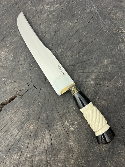 9&quot; Artisan BBQ Knife, Ostrich Bone &amp; Custom Resin, SS440 - 230mm