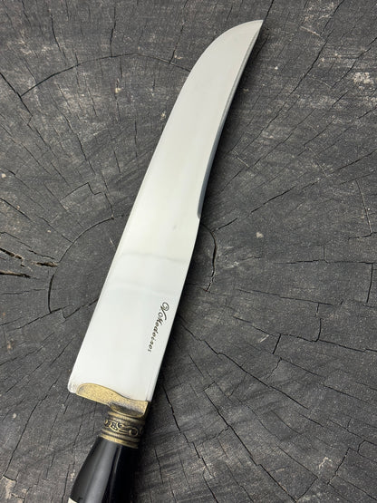 9&quot; Artisan BBQ Knife, Ostrich Bone &amp; Custom Resin, SS440 - 230mm
