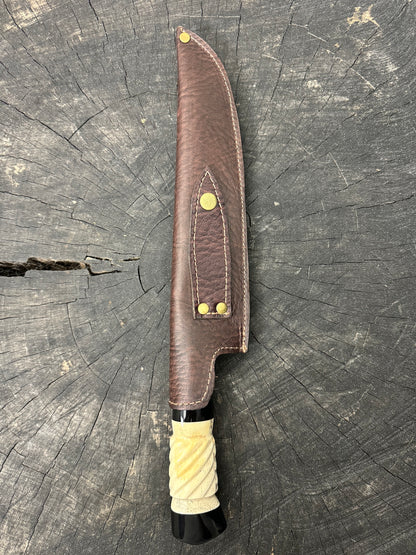 9&quot; Artisan BBQ Knife, Ostrich Bone &amp; Custom Resin, SS440 - 230mm