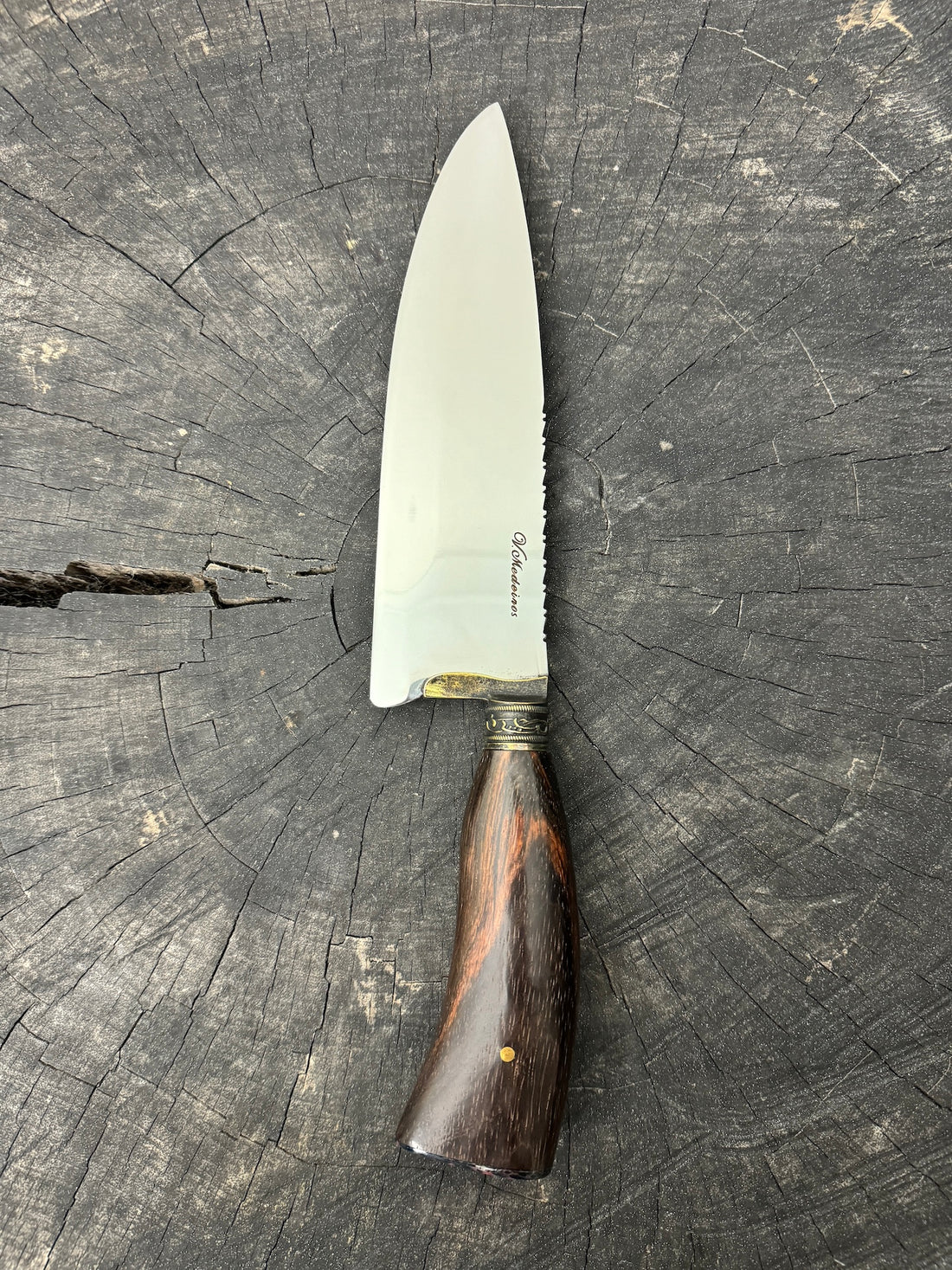 8&quot; Picanha Chef Knife, Dark Imbuia Hardwood &amp; Whale Skull, SS440 - 200mm