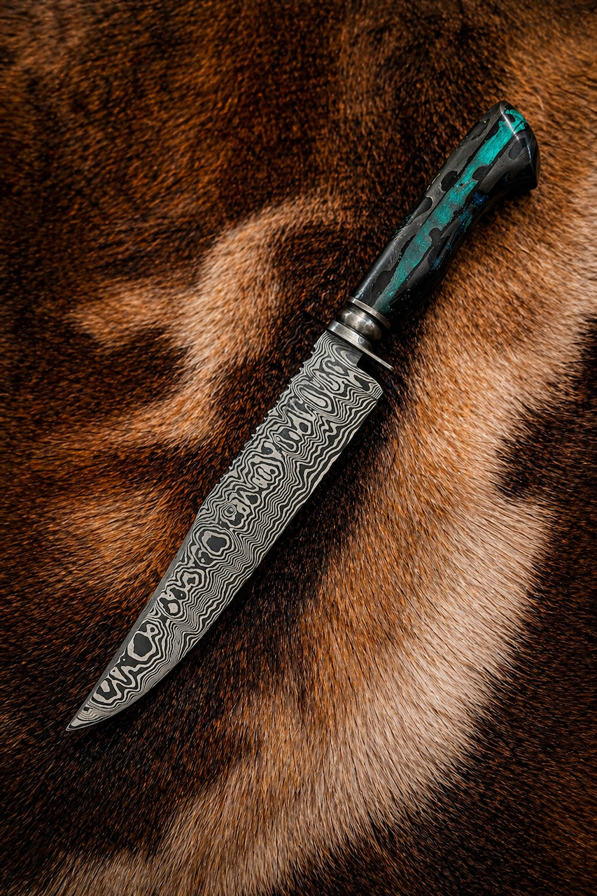 8" Damascus Bowie Knife, Cactus Cholla handle, 220 Layers CS1095 15n20