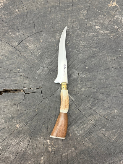 5" Boning Knife, Native Hardwood &amp; Deer Antler, SS440 - 130mm