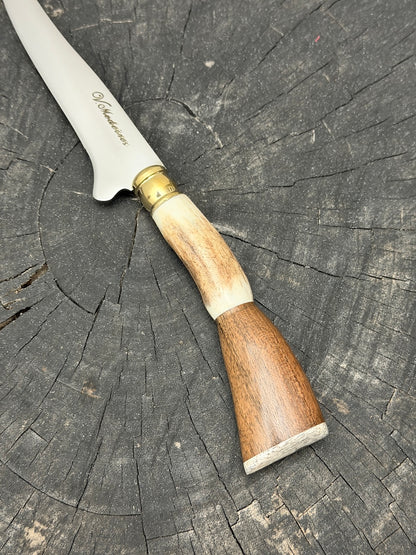 5" Boning Knife, Native Hardwood &amp; Deer Antler, SS440 - 130mm