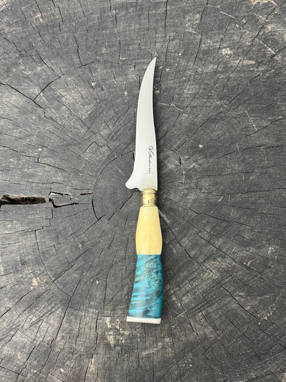 5" Boning Knife, Ostrich Bone &amp; Maple Burl, SS440 - 130mm