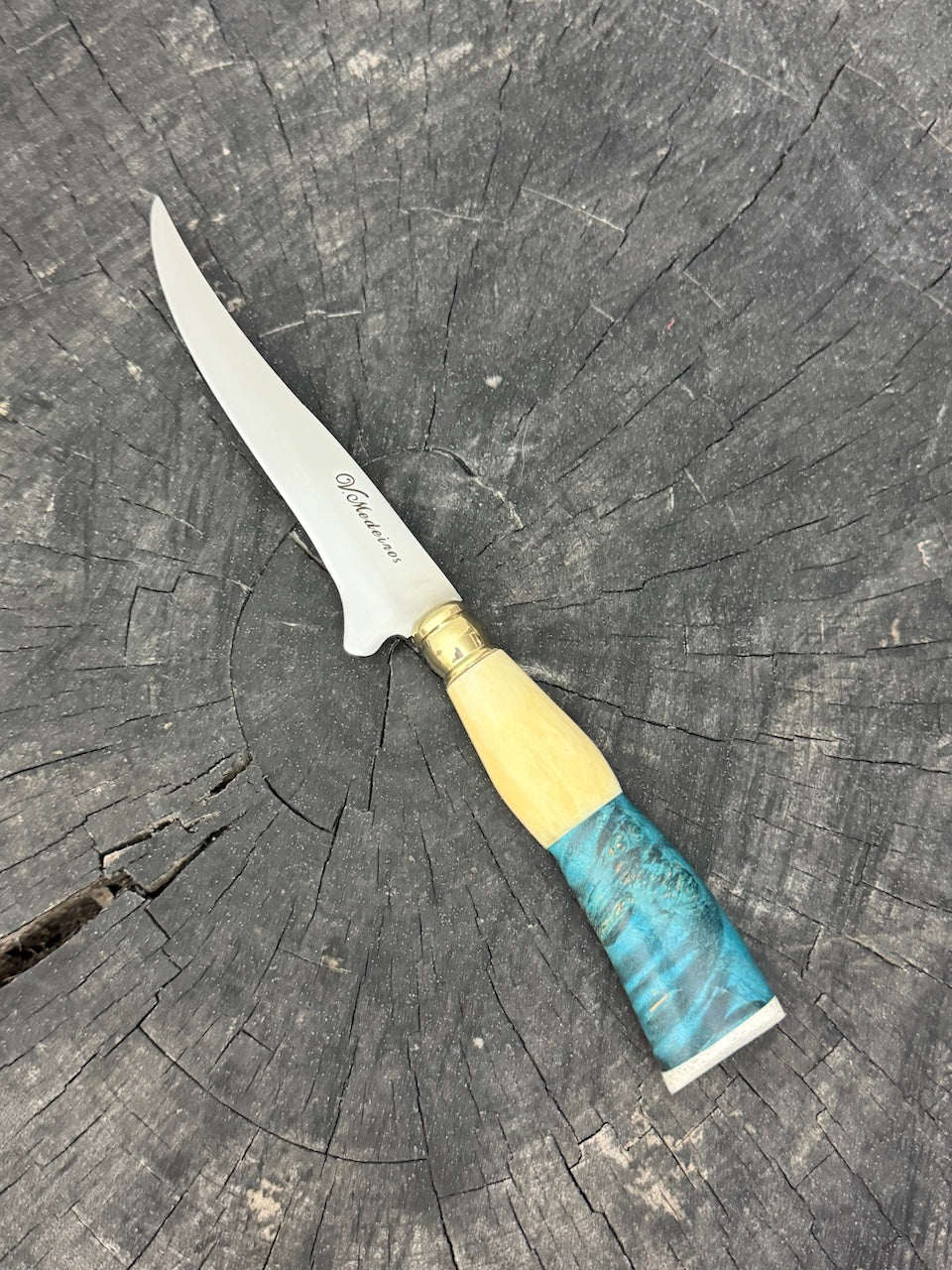 5" Boning Knife, Ostrich Bone &amp; Maple Burl, SS440 - 130mm