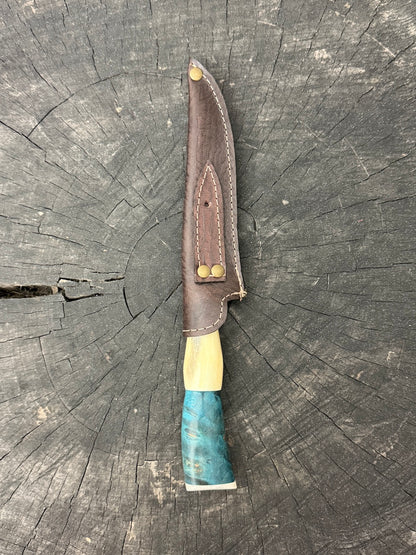 5" Boning Knife, Ostrich Bone &amp; Maple Burl, SS440 - 130mm