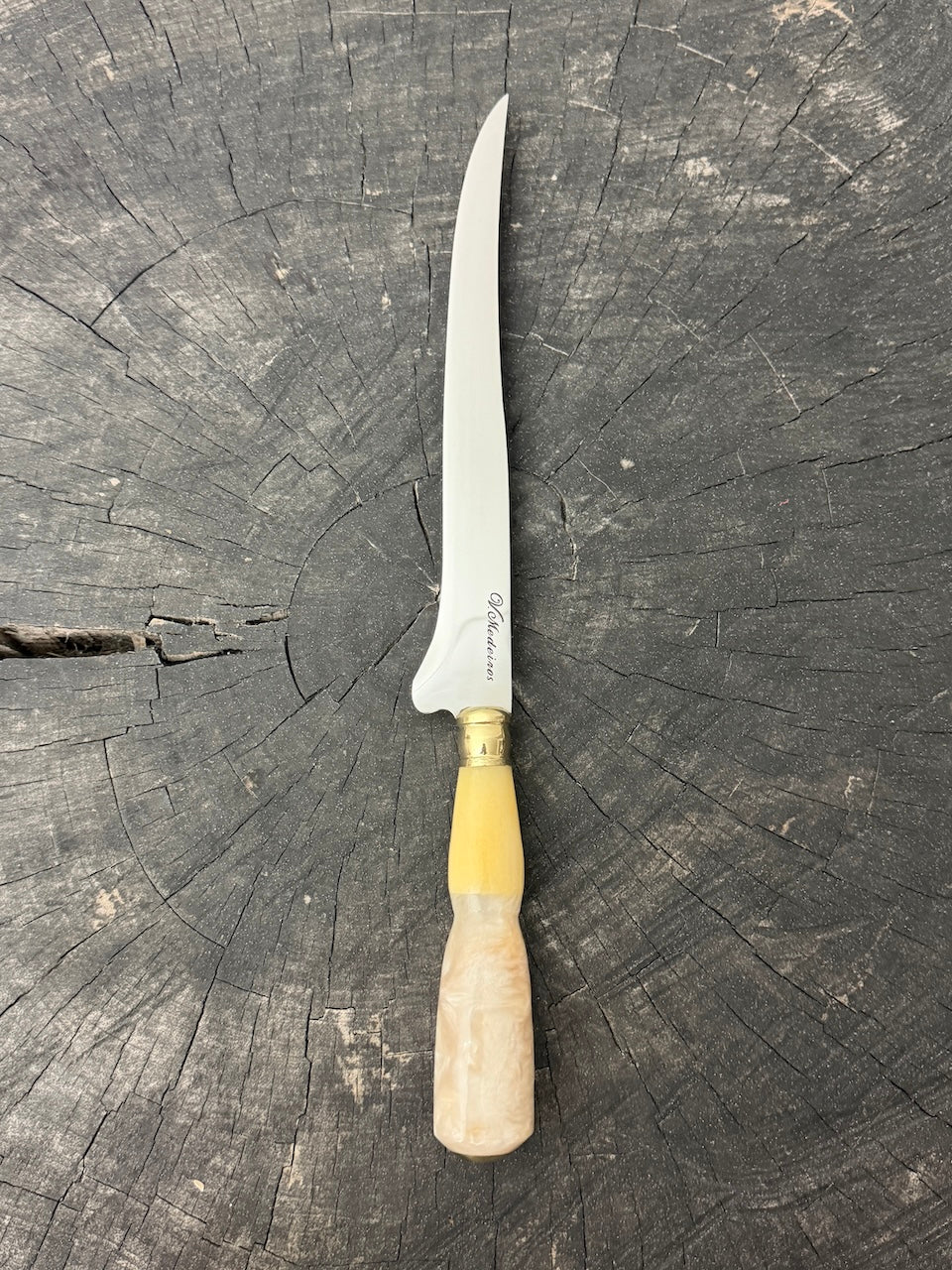 8" Boning Knife, Ostrich Bone &amp; Custom Resin, SS420 - 200mm