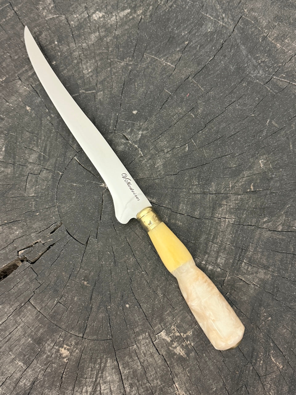 8" Boning Knife, Ostrich Bone &amp; Custom Resin, SS420 - 200mm