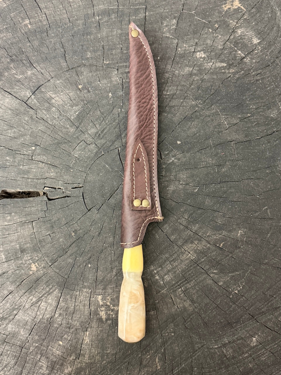 8" Boning Knife, Ostrich Bone &amp; Custom Resin, SS420 - 200mm