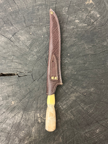 8" Boning Knife, Ostrich Bone &amp; Custom Resin, SS420 - 200mm