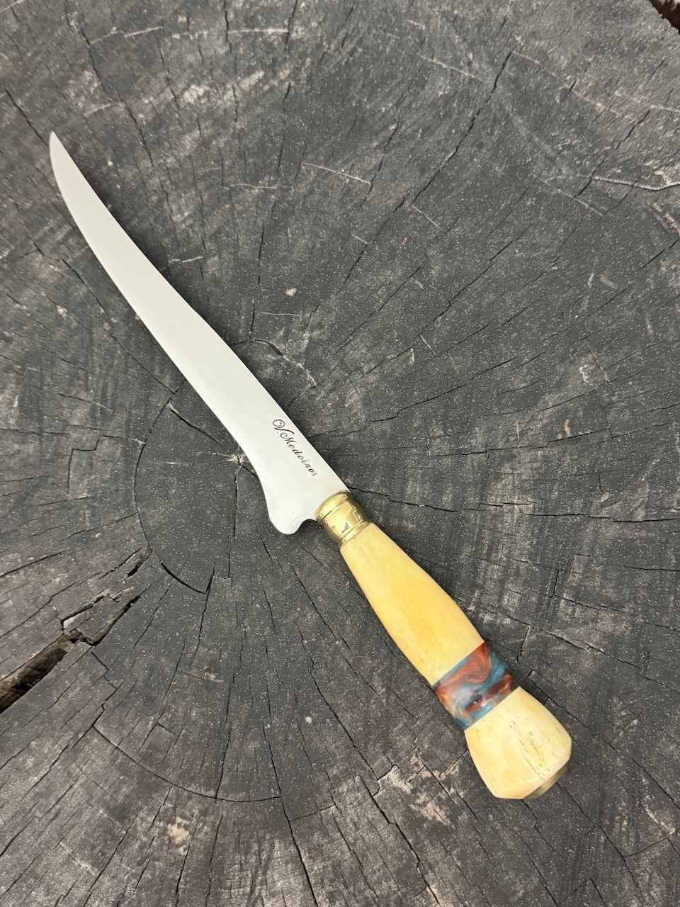 8" Boning Knife, Ostrich Bone &amp; Custom Resin, SS420 - 200mm
