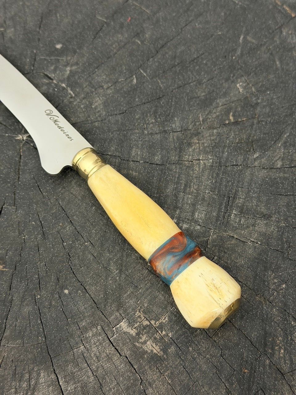 8" Boning Knife, Ostrich Bone &amp; Custom Resin, SS420 - 200mm