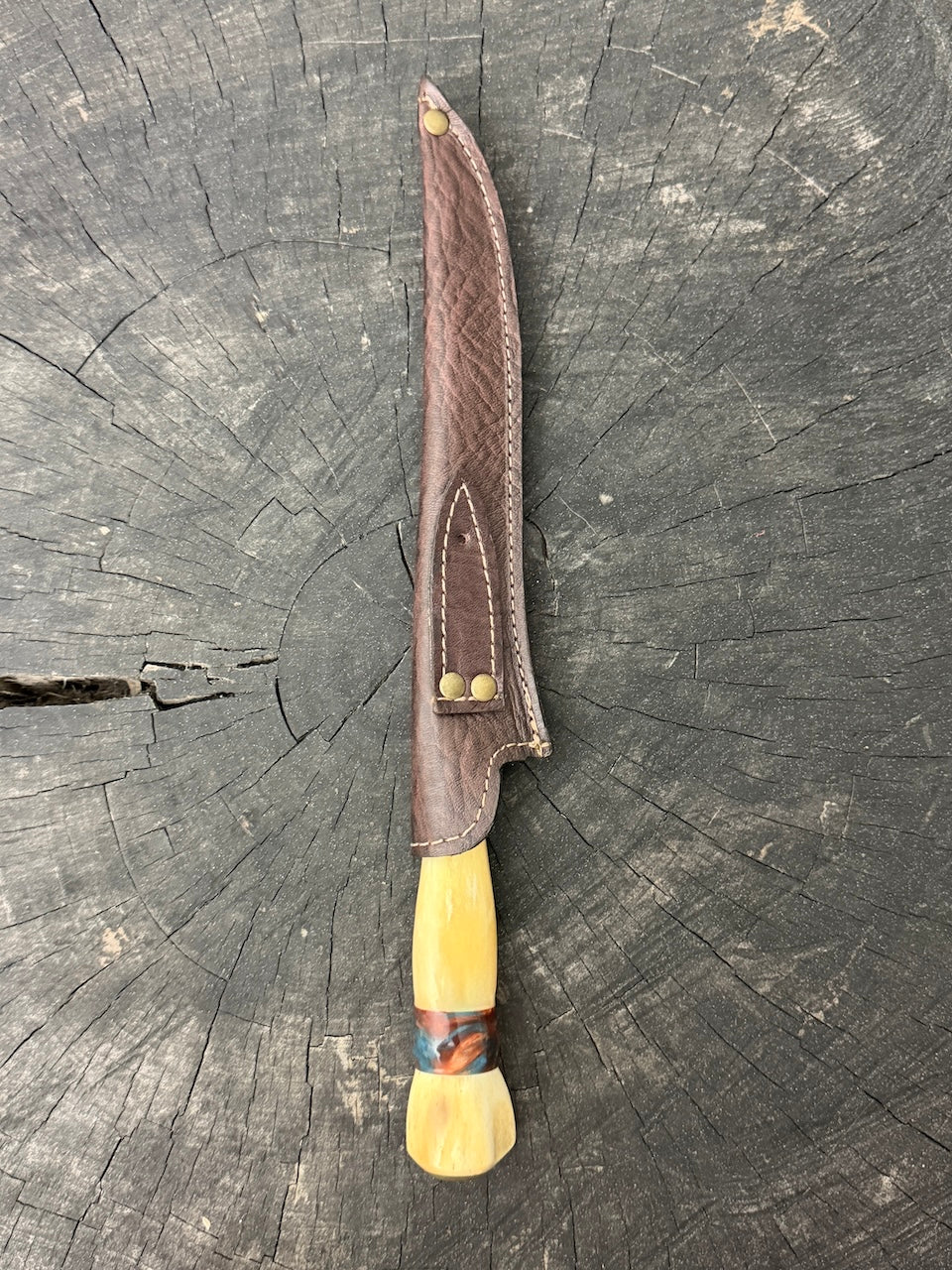 8" Boning Knife, Ostrich Bone &amp; Custom Resin, SS420 - 200mm