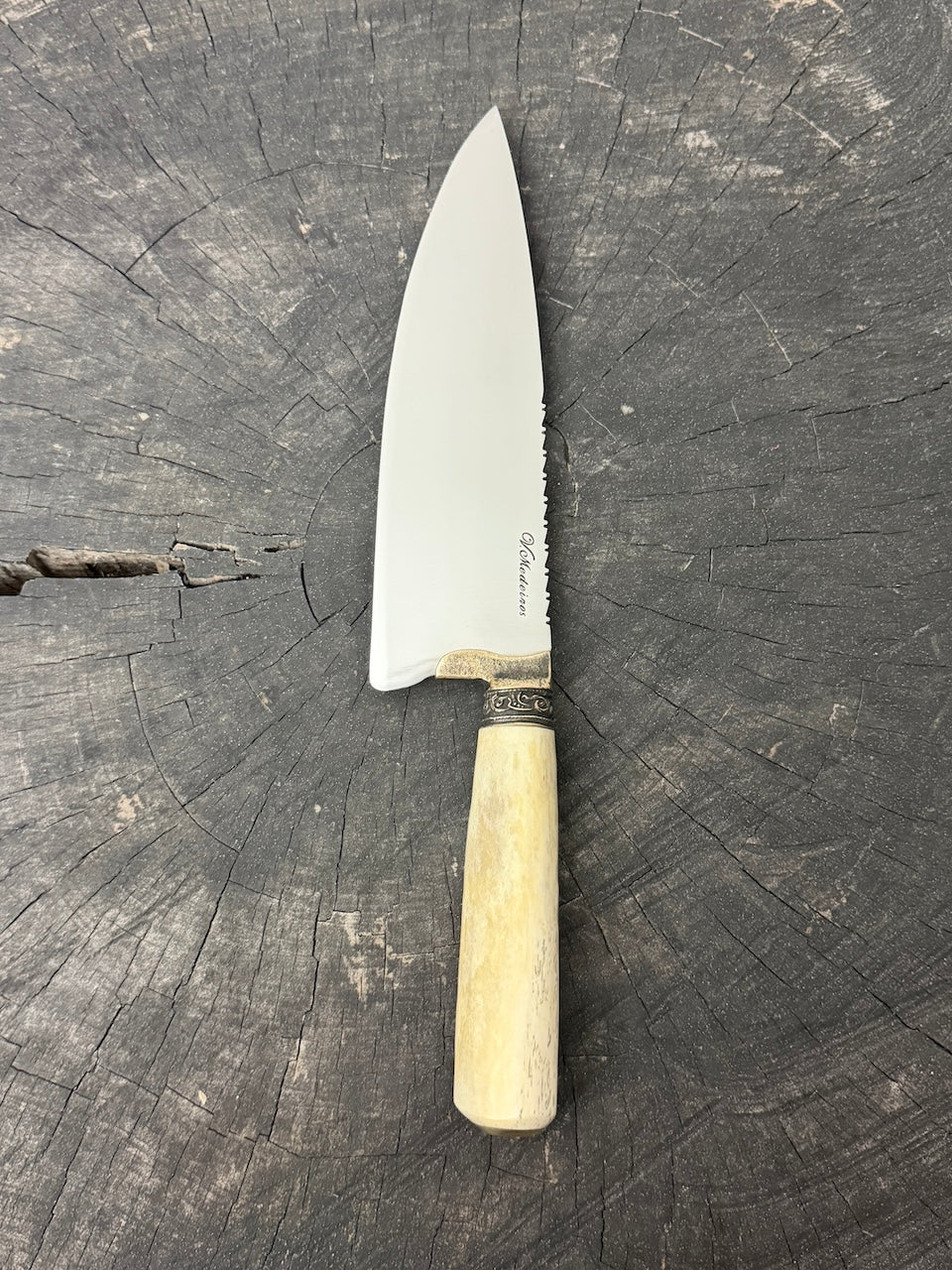 8" Picanha Chef Knife, Ostrich Bone, SS440 - 200mm