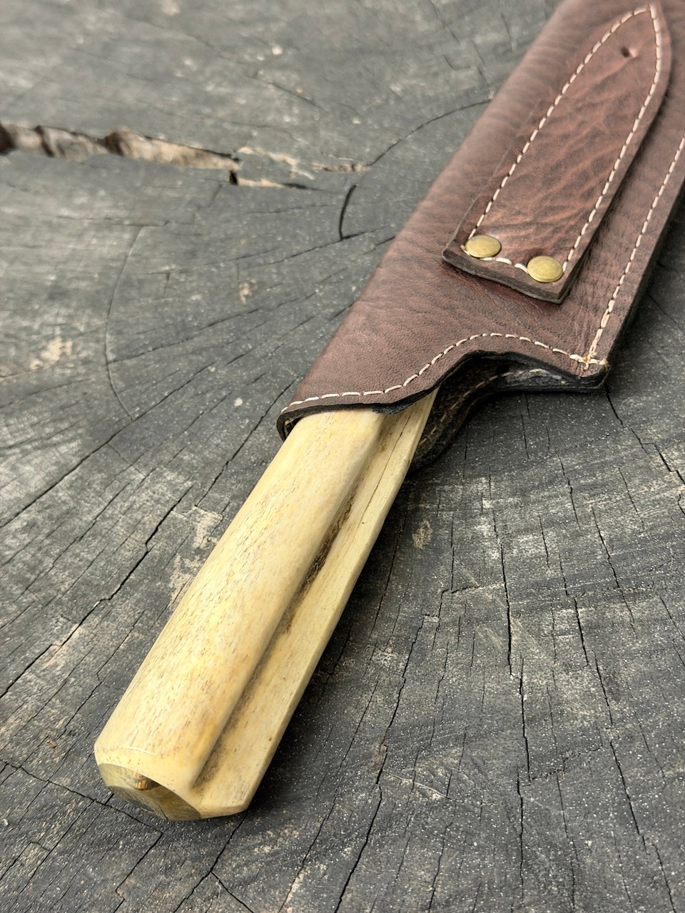 8" Artisan Knife, Ostrich Bone, SS440 - 190mm