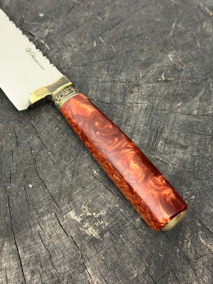 8" Artisan Knife, Inferno Custom Block, SS440 - 200mm