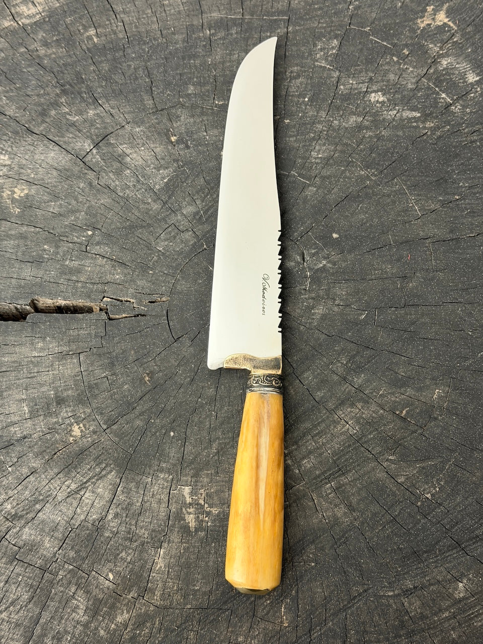 9" Artisan BBQ Knife, Ostrich Bone, SS440 - 230mm