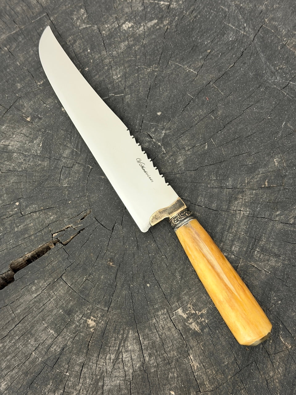 9" Artisan BBQ Knife, Ostrich Bone, SS440 - 230mm