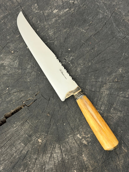 9" Artisan BBQ Knife, Ostrich Bone, SS440 - 230mm