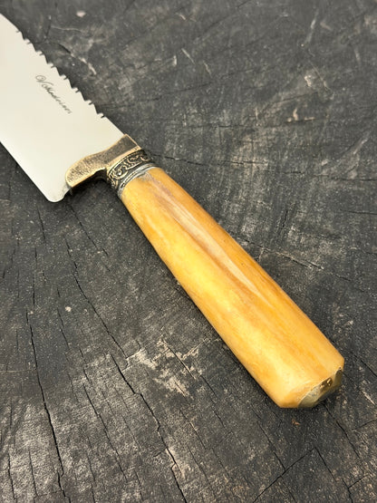 9" Artisan BBQ Knife, Ostrich Bone, SS440 - 230mm