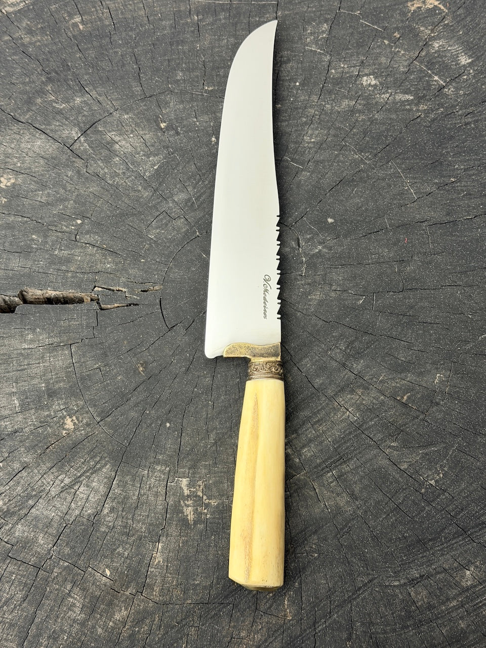 9" Artisan BBQ Knife, Ostrich Bone, SS440 - 230mm
