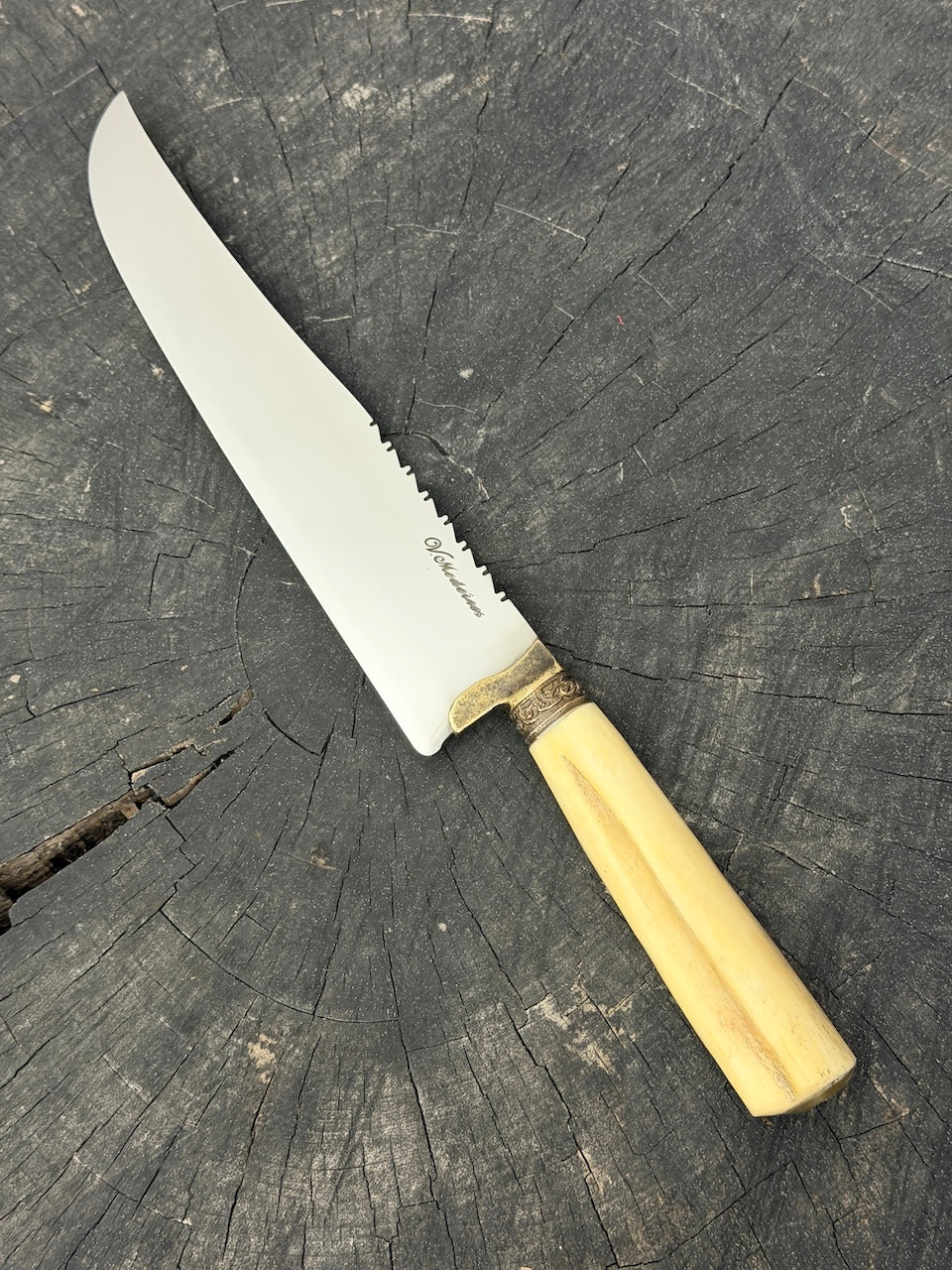 9" Artisan BBQ Knife, Ostrich Bone, SS440 - 230mm