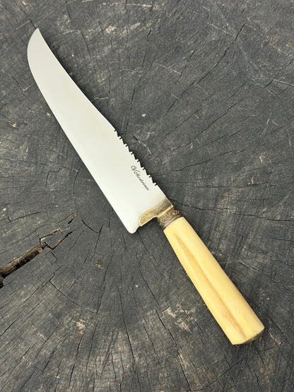 9" Artisan BBQ Knife, Ostrich Bone, SS440 - 230mm