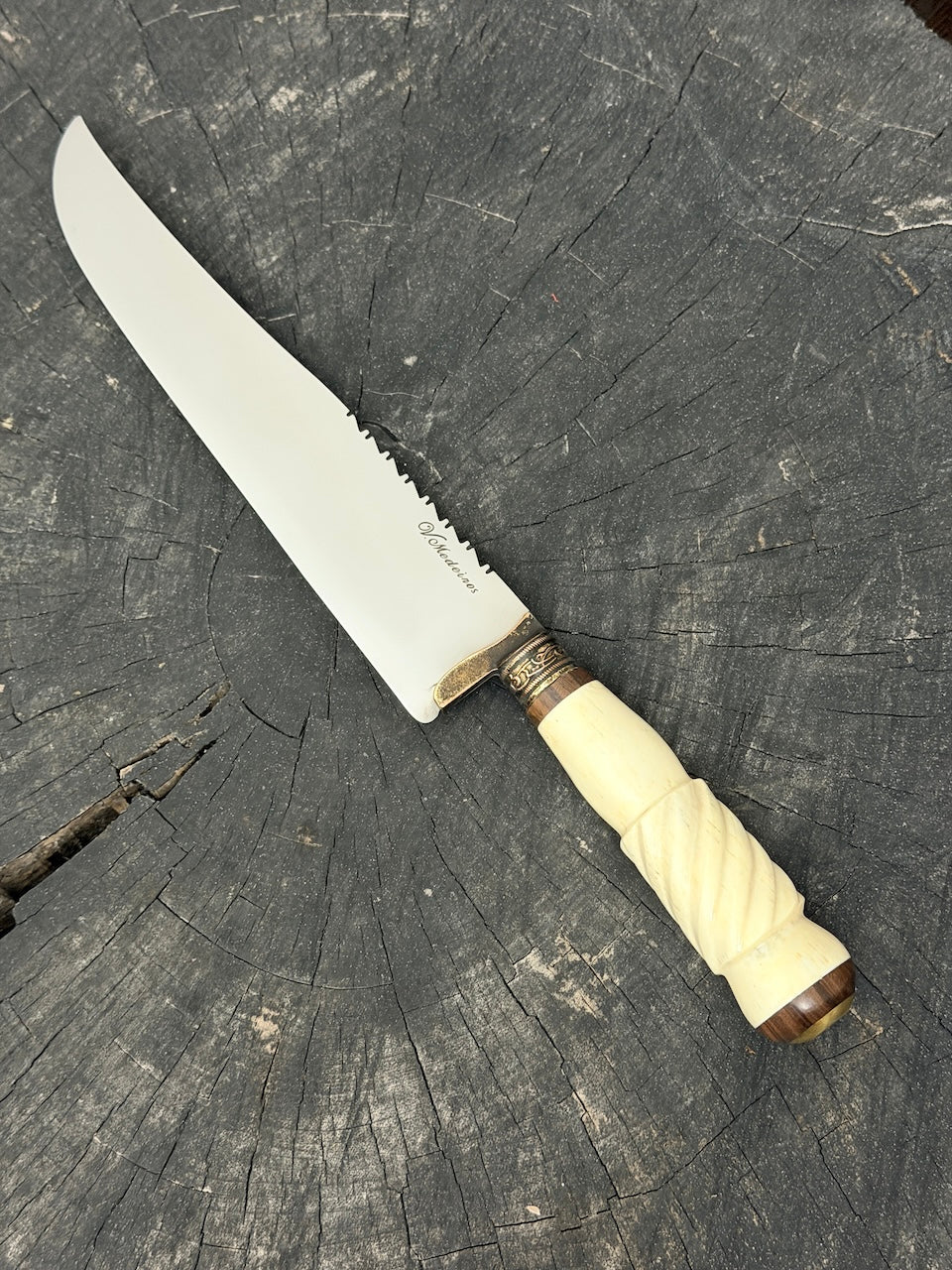 9" Artisan BBQ Knife, Ostrich Bone, SS440 - 230mm