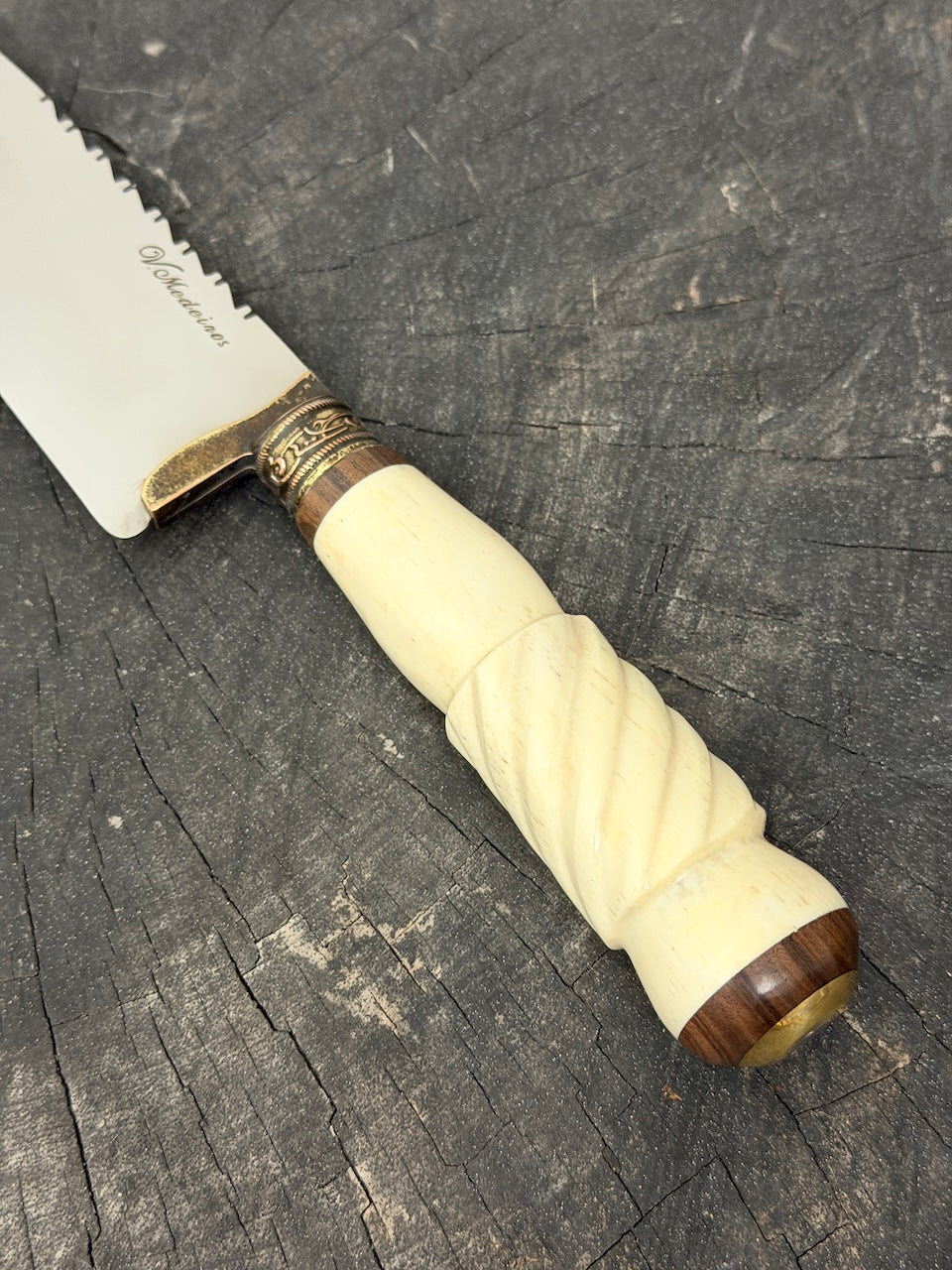 9" Artisan BBQ Knife, Ostrich Bone, SS440 - 230mm