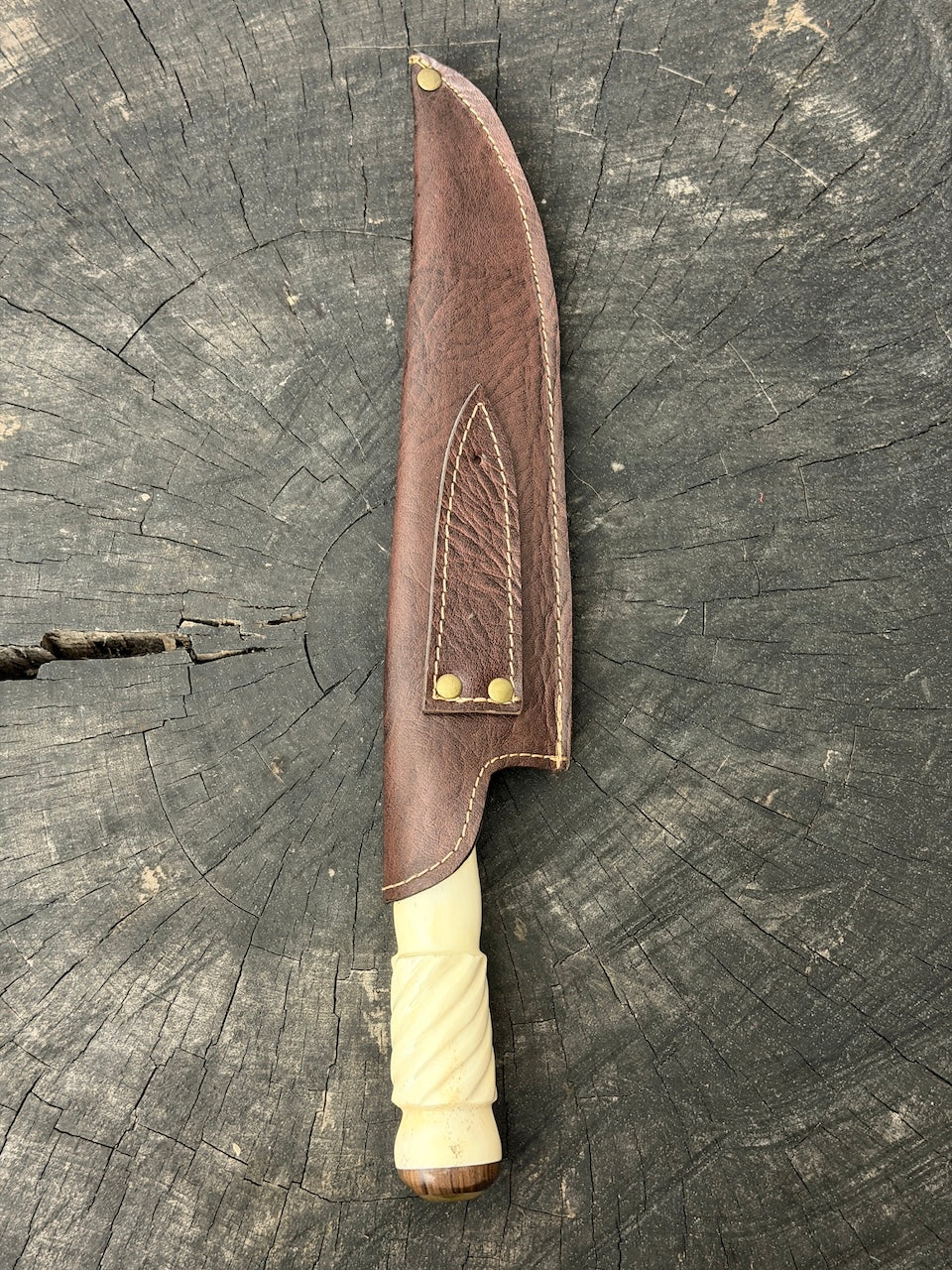 9" Artisan BBQ Knife, Ostrich Bone, SS440 - 230mm