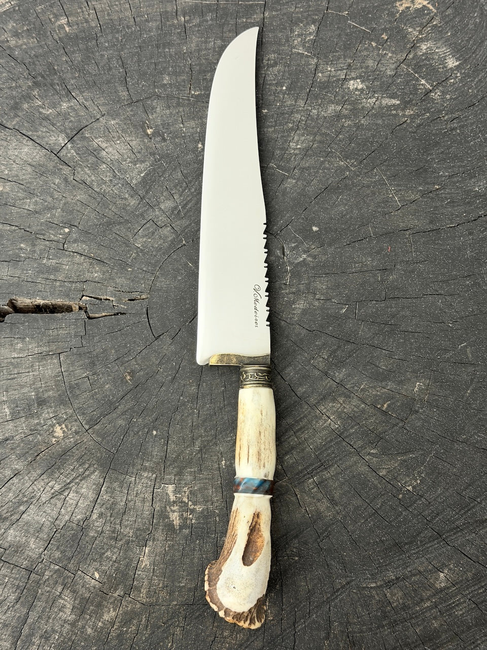9" Artisan BBQ Knife, Deer Antler, SS440 - 230mm