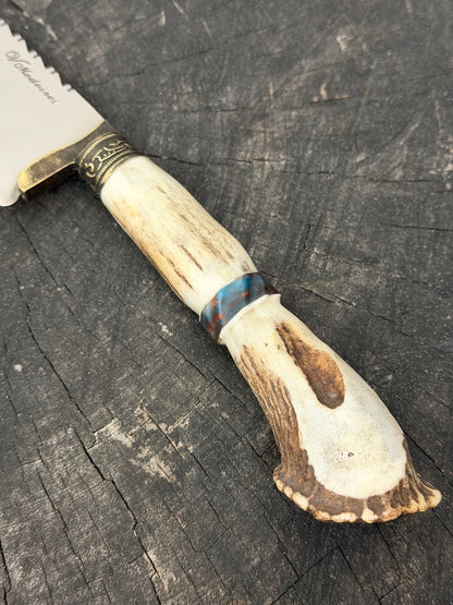 9" Artisan BBQ Knife, Deer Antler, SS440 - 230mm