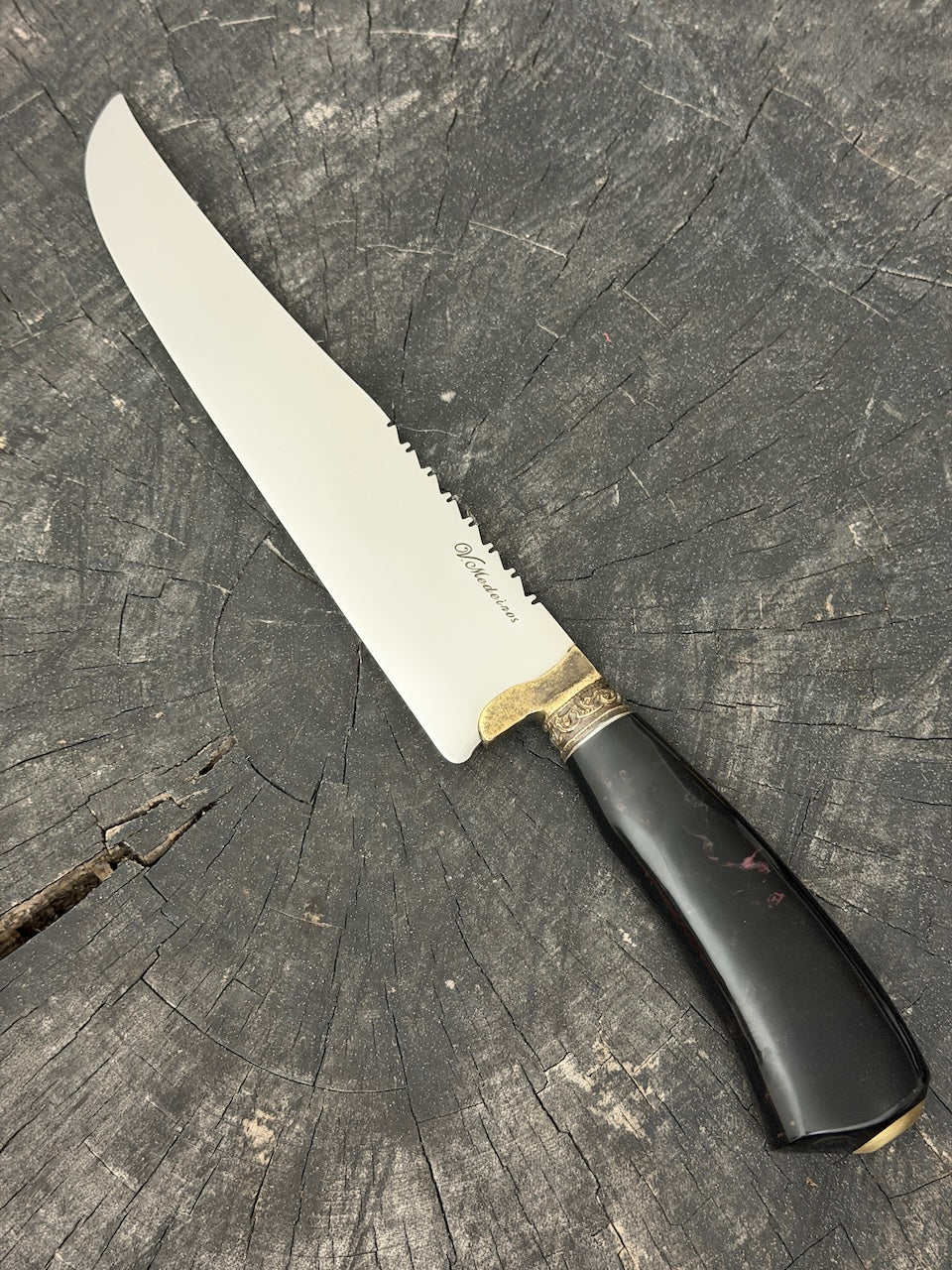 9" Artisan BBQ Knife, Custom Block, SS440 - 230mm