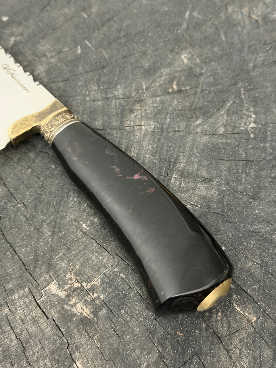 9" Artisan BBQ Knife, Custom Block, SS440 - 230mm