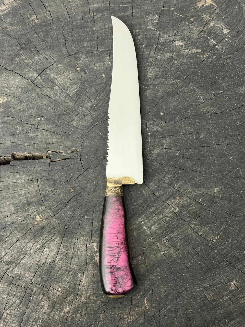 9" Artisan BBQ Knife, Custom Block, SS440 - 230mm