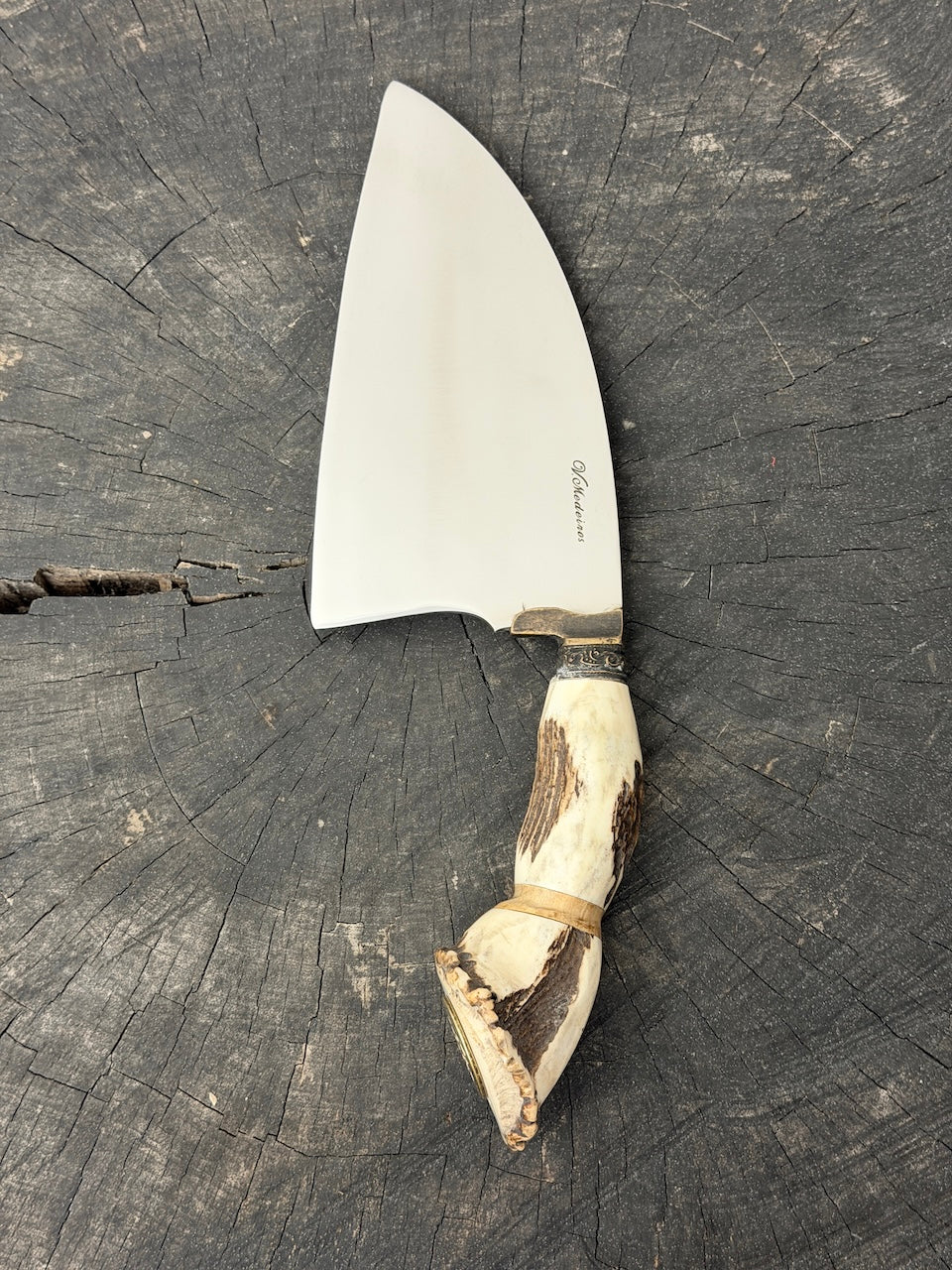 8" Cutelo / Cleaver, Deer Antler Roseta, SS440 - 190mm