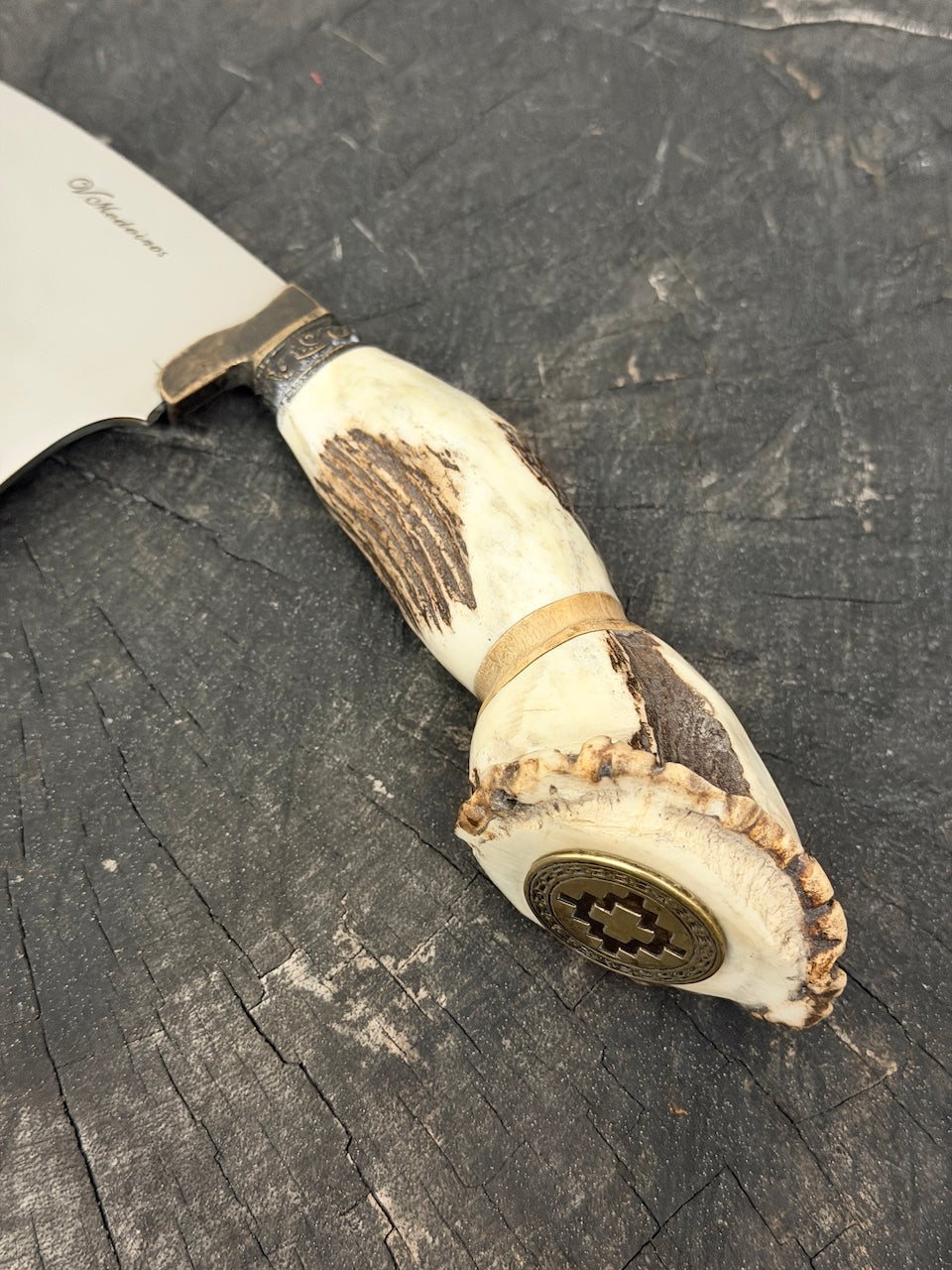 8" Cutelo / Cleaver, Deer Antler Roseta, SS440 - 190mm