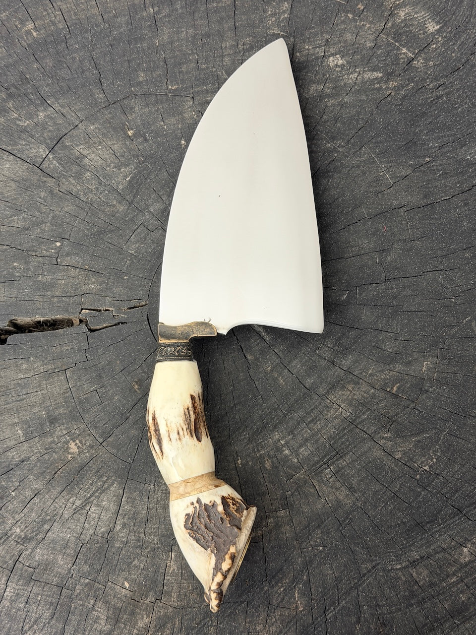 8" Cutelo / Cleaver, Deer Antler Roseta, SS440 - 190mm