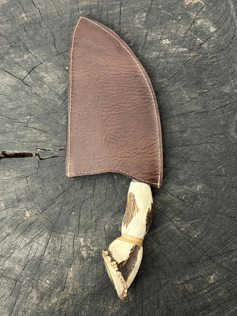 8" Cutelo / Cleaver, Deer Antler Roseta, SS440 - 190mm