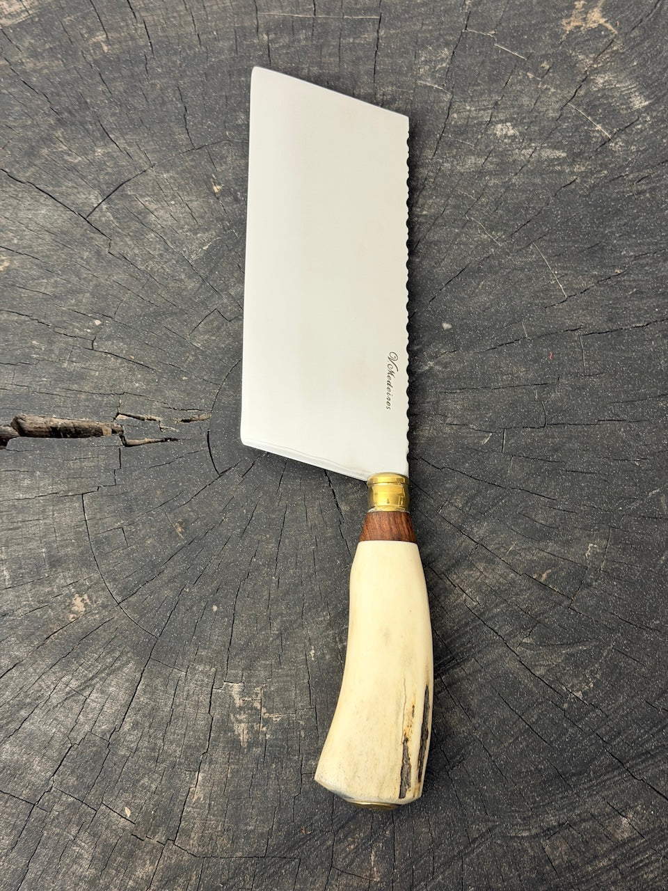 8" Chefs Cleaver, Deer Antler, SS440 - 200mm