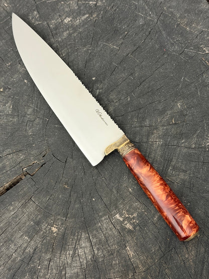 10" Chef Picanha Knife, Inferno Custom Block, SS440 - 250mm