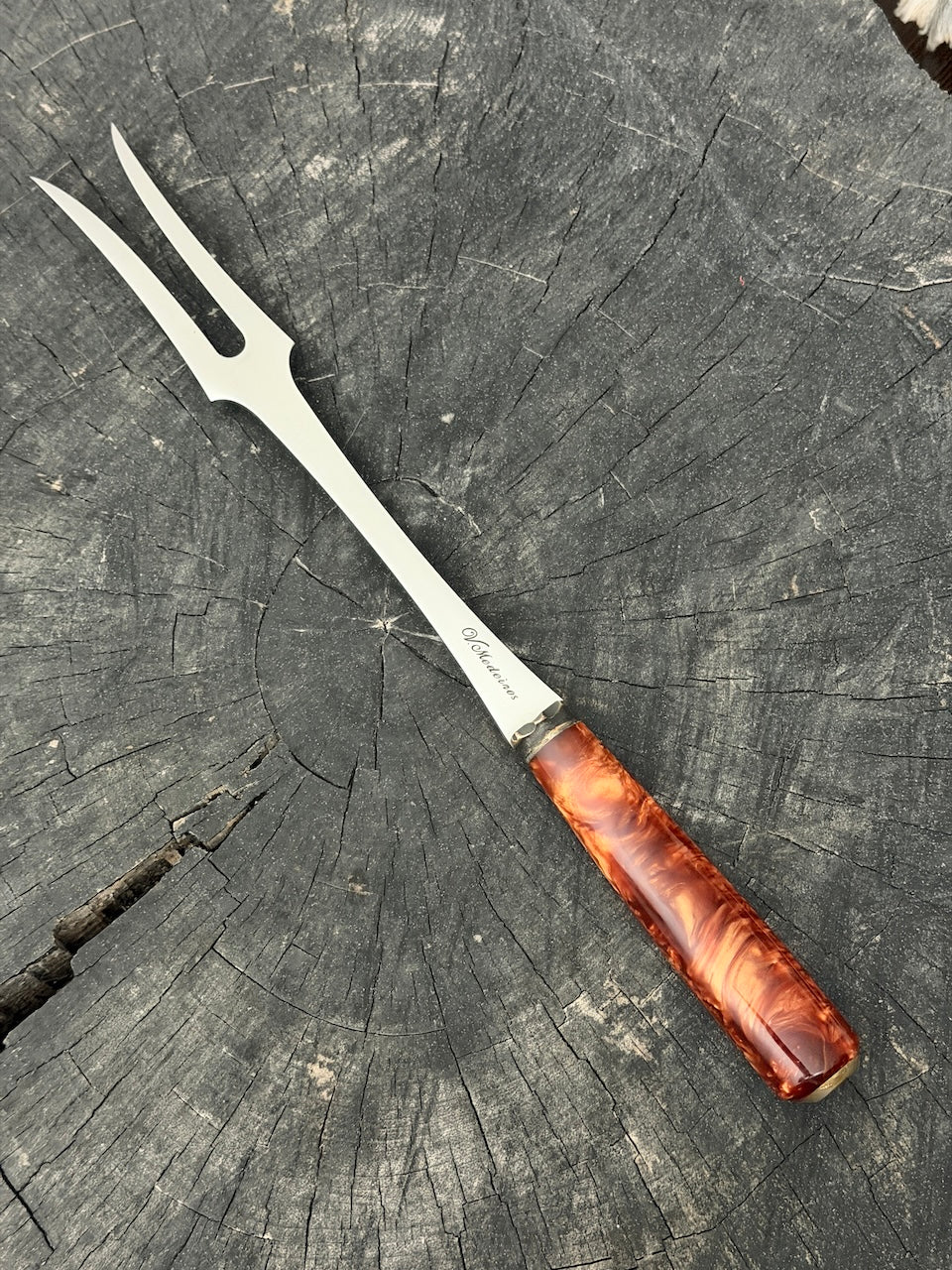 10" BBQ &amp; Grill Fork, Inferno Custom Block, SS440 - 250mm