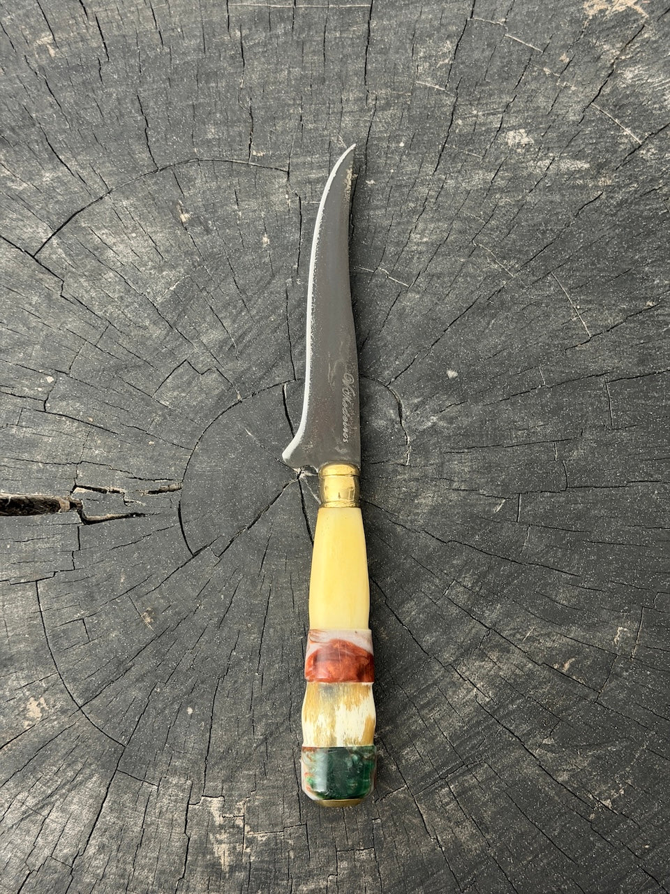 5" Boning Knife, Ostrich Bone &amp; Custom Block, HCS1070 - 130mm
