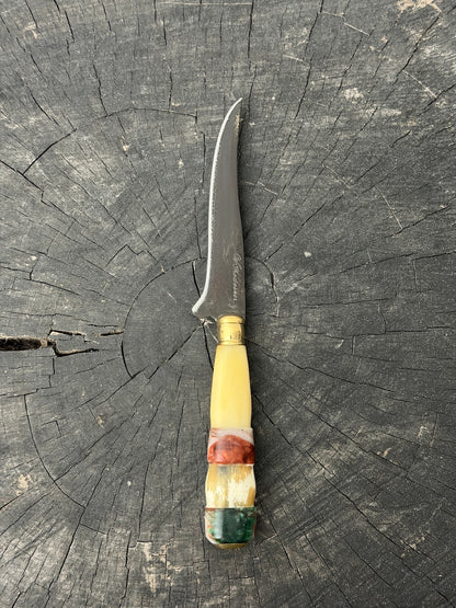 5" Boning Knife, Ostrich Bone &amp; Custom Block, HCS1070 - 130mm