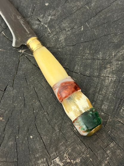 5" Boning Knife, Ostrich Bone &amp; Custom Block, HCS1070 - 130mm