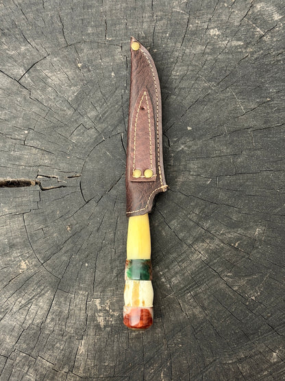 5" Boning Knife, Ostrich Bone &amp; Custom Block, HCS1070 - 130mm