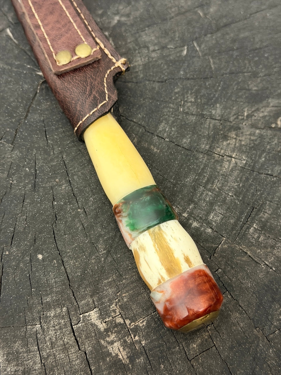 5" Boning Knife, Ostrich Bone &amp; Custom Block, HCS1070 - 130mm