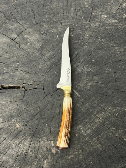 5" Boning Knife, Deer Antler, SS440 - 130mm